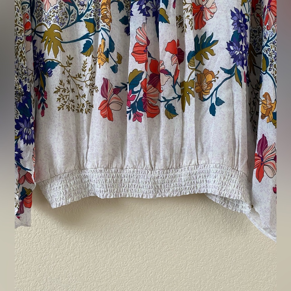 Anthropologie Floral Lined Blouse Kimono Dolman Sleeve Elastic Waist Size XS - Picture 5 of 10